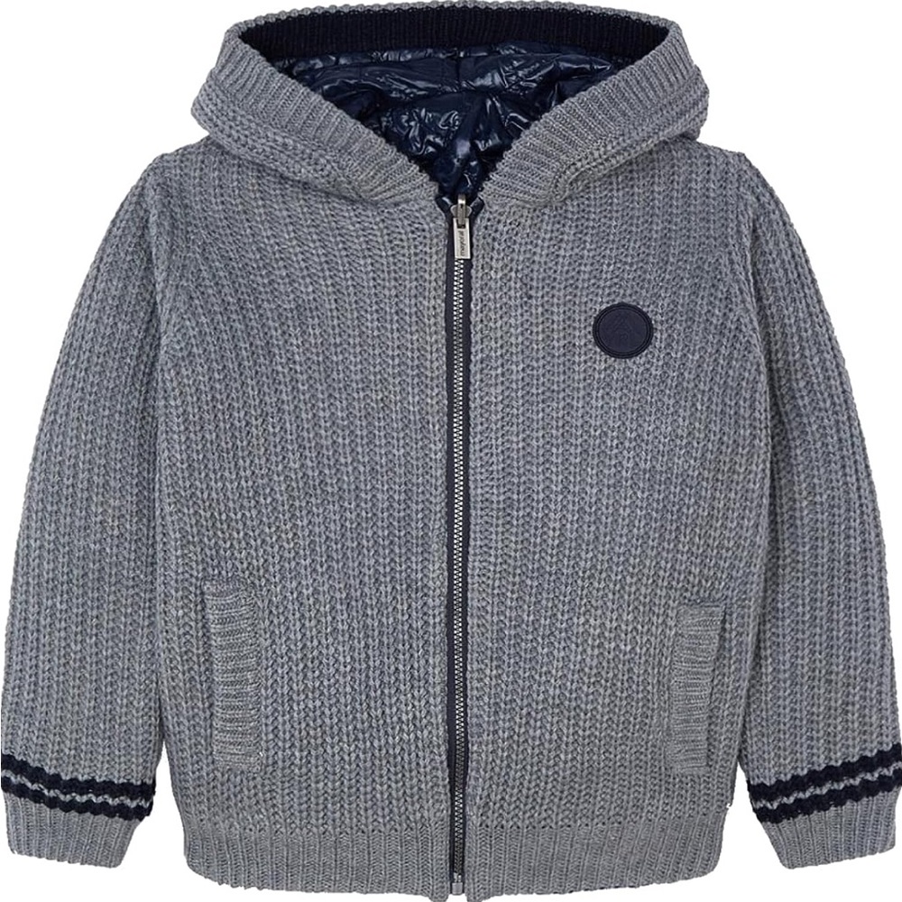 Boys Woven Knit/Puffer Reversible Zippered Hoodie Jacket